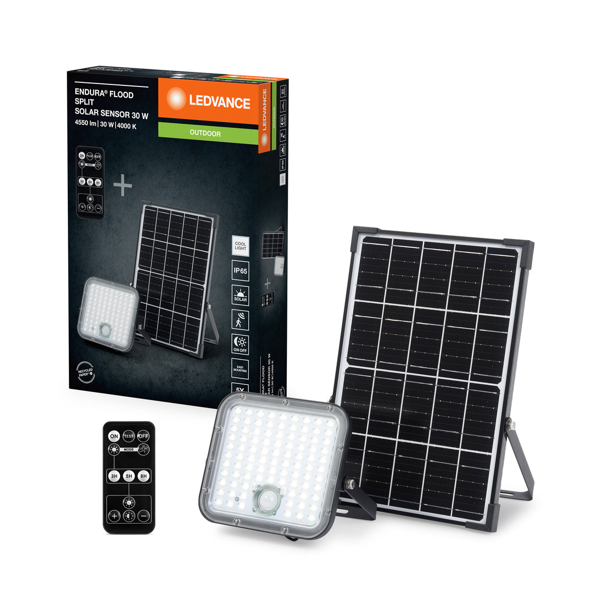 LEDVANCE LED-Solar-Außenleuchte Endura, schwarz, 30W, 4500lm