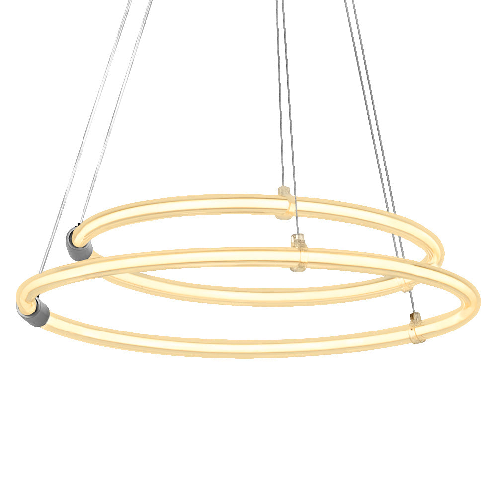LEDVANCE Decor Aura, 2-flammige Pendelleuchte aus geschwungenem Polycarbonat mit LED und Filament-Design, 21W, 2400 lm, 3000 K, 830 warmweiß, Click dimmbar, dunkelgrau, Kunststoff (PC), 498 mm, IP20