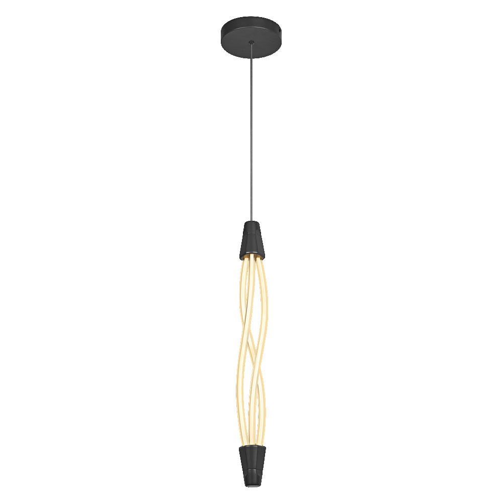 LECVANCE Decor Swirl Pendelleuchte Vert aus geschwungenem Polycarbonat mit LED und Filament-Design, 18 W, 1800 lm, 3000 K, 830 warmweiß, Click dimmbar, dunkelgrau, Kunststoff (PC), 15 mm, IP20