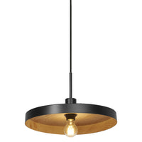 LEDVANCE Decor Plate dekorative Hängelampe mit tellerförmigem Lampenschirm, 400mm, mit E27 Fassung, IP20, Metall, schwarz/Holzoptik