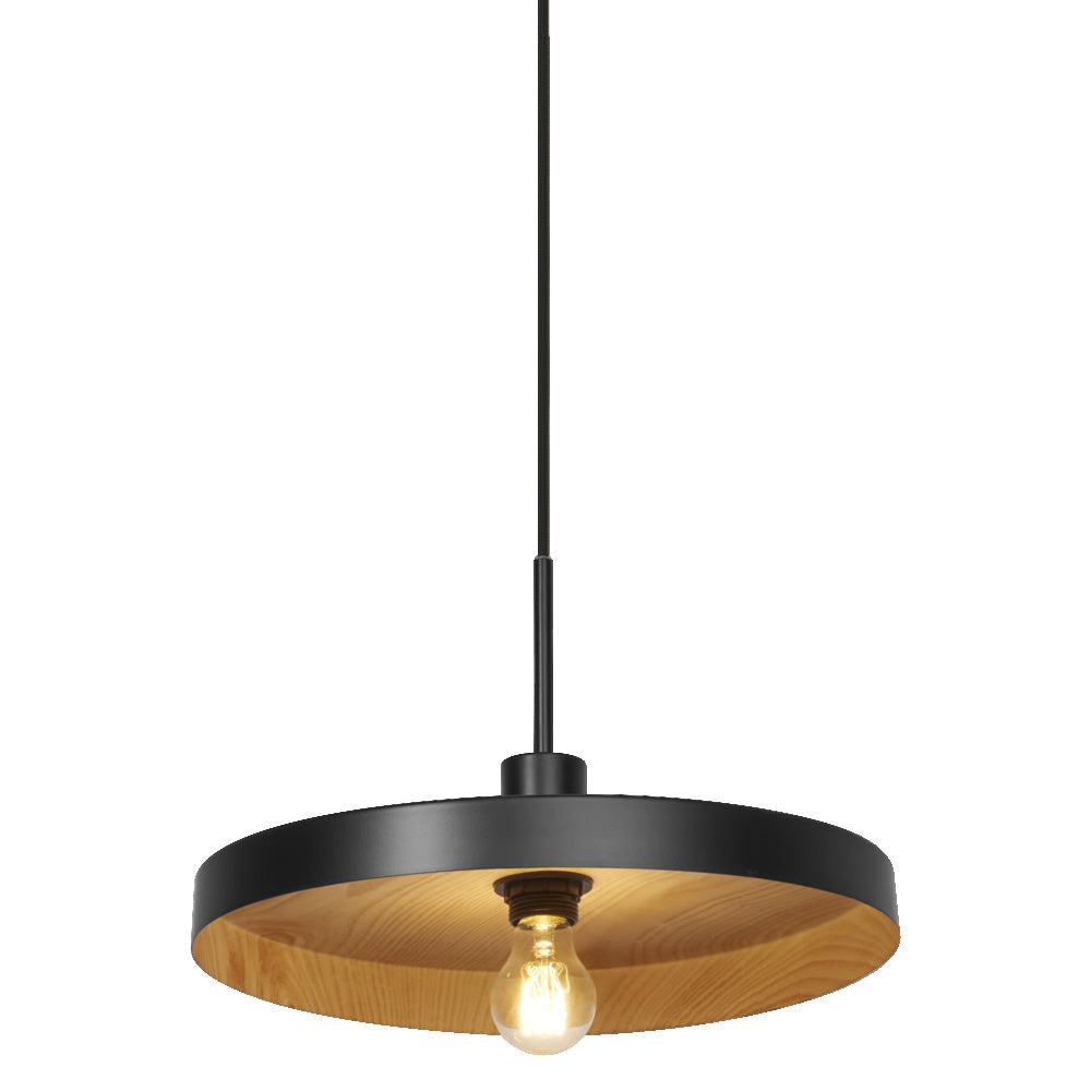 LEDVANCE Decor Plate dekorative Hängelampe mit tellerförmigem Lampenschirm, 400mm, mit E27 Fassung, IP20, Metall, schwarz/beige
