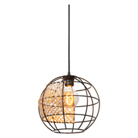 LEDVANCE DECOR Cage Globe Pendant Hängeleuchte, E27, nicht dimmbar, IP20, Rattan/Metall, 300mm, schwarz/braun