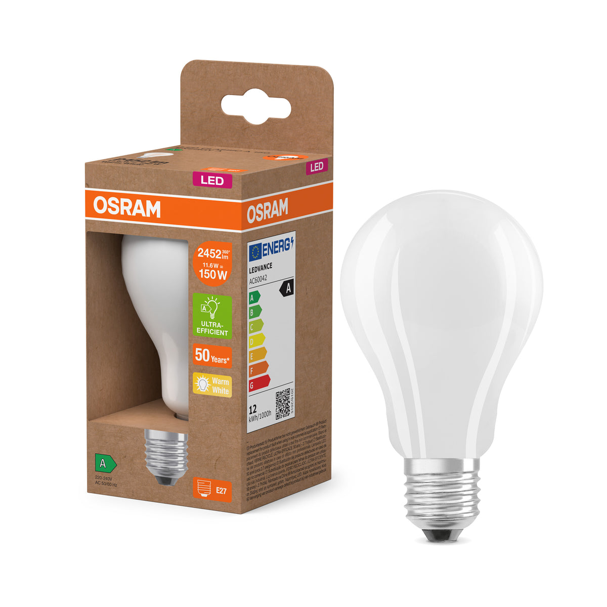 OSRAM LED-Kerzen-Lampe + Filament EEK A, E14, 1.2W, 2700K