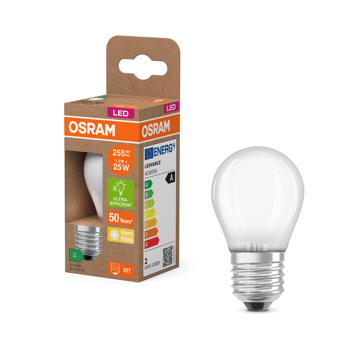 LEDVANCE LED-Miniball-Lampe mit Filament EEK A, E27, 255lm