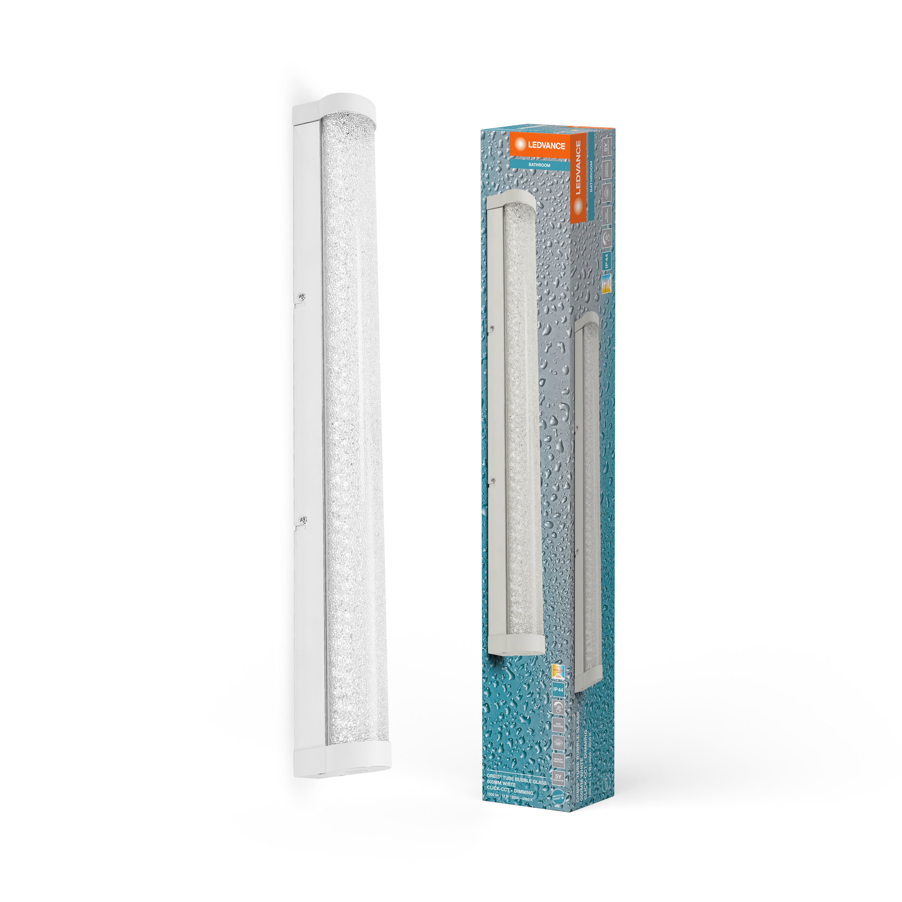 OSRAM LED wandlamp ORBIS DISC BAR, chroom, 40 cm, IP44, CCT