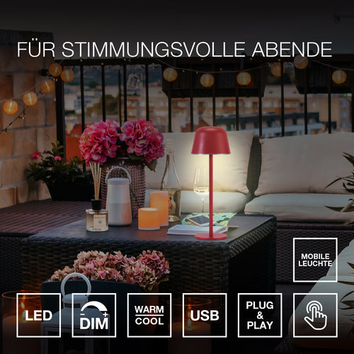 Luminaire De Table Extérieur OSRAM ENDURA STYLE - 2,5W Batterie Rechargeable - IP54 - Gradation & Changement De Couleur