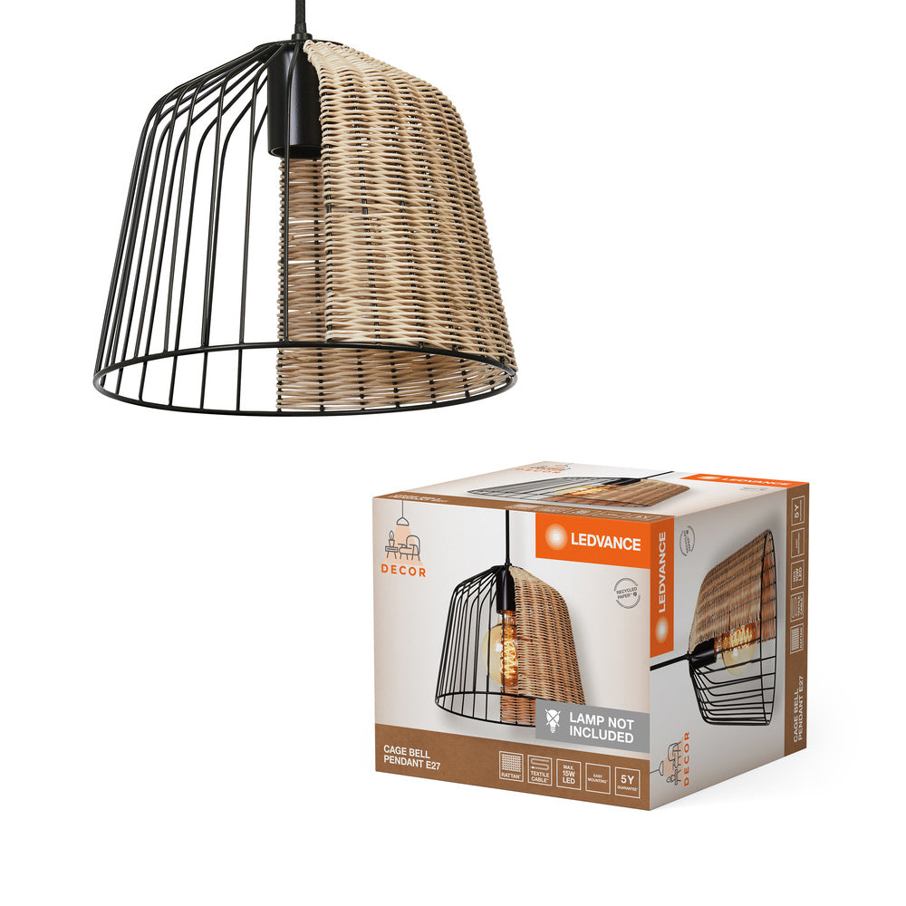 LEDVANCE Decor Cage Bell Pendelleuchte, schwarz/braun, E27