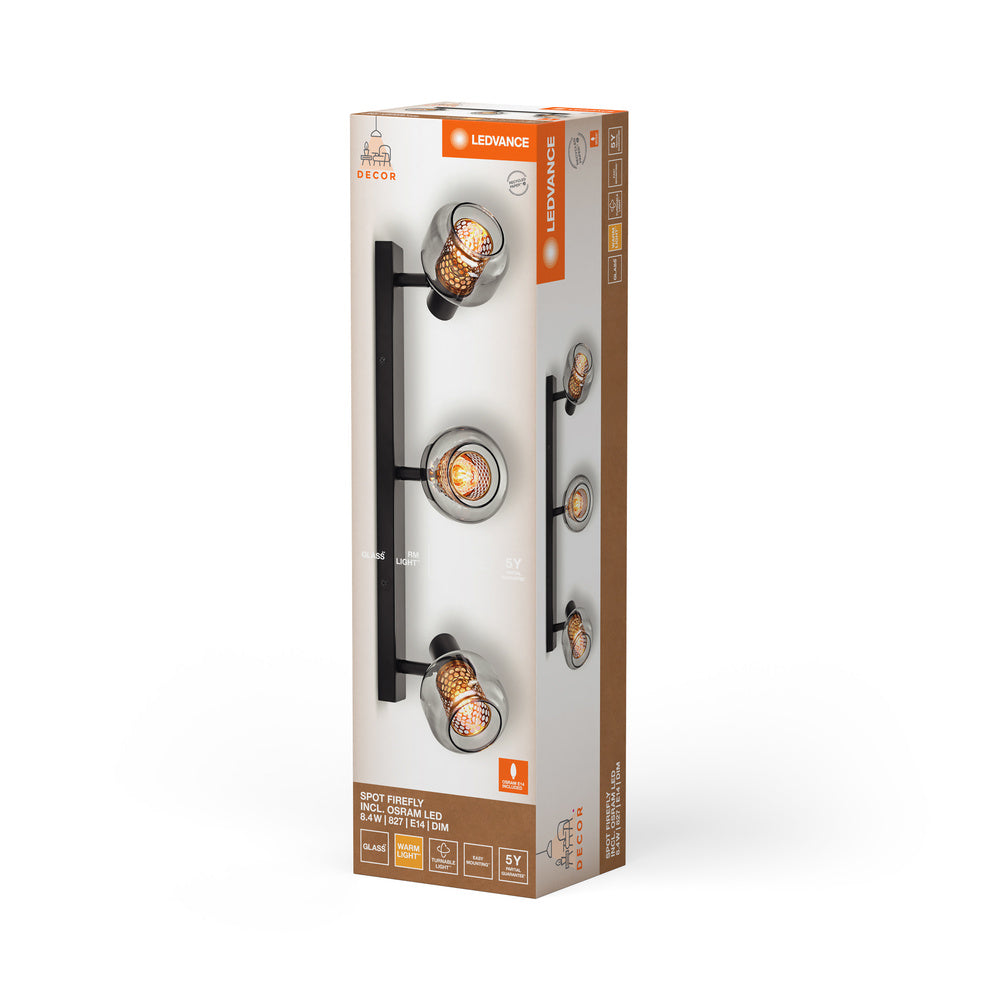 LEDVANCE Decor Spot Firefly Deckenleuchte, OSRAM Lampe inklusive, schwarz, 3 x 2.8W, 750lm