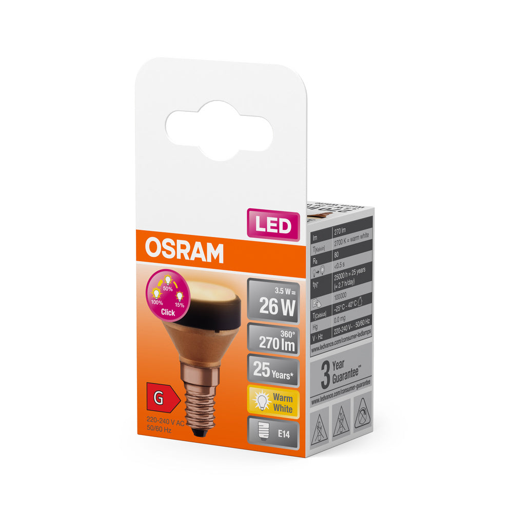 OSRAM LED FLAT LAMP Ultrakompakte Designlampe, 3-Stufen Dimmung, 2700K, 3.5W, Matt, E14 , Warmweiß-LEDVANCE Shop