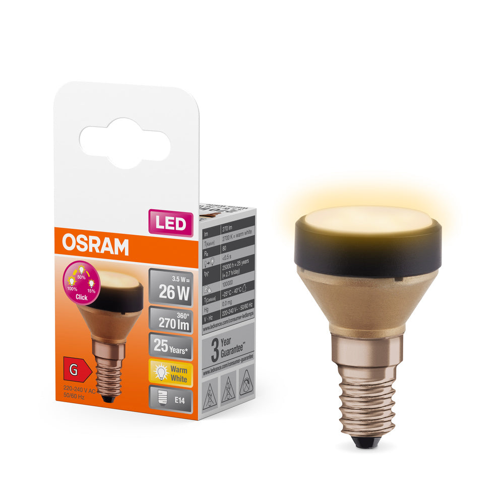 OSRAM LED FLAT LAMP Ultrakompakte Designlampe, 3-Stufen Dimmung, 2700K, 3.5W, Matt, E14 , Warmweiß-LEDVANCE Shop
