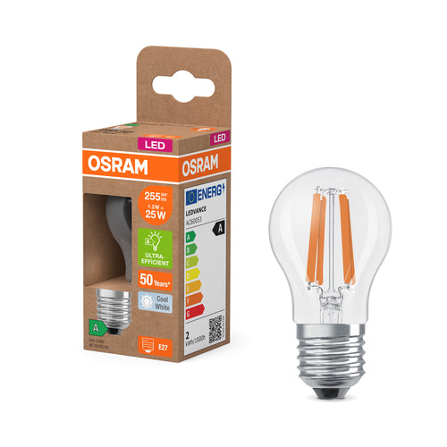 OSRAM LED-Miniball-Lampe mit Filament EEK A, 255lm, 4000K , Kaltweiß , E27-LEDVANCE Shop