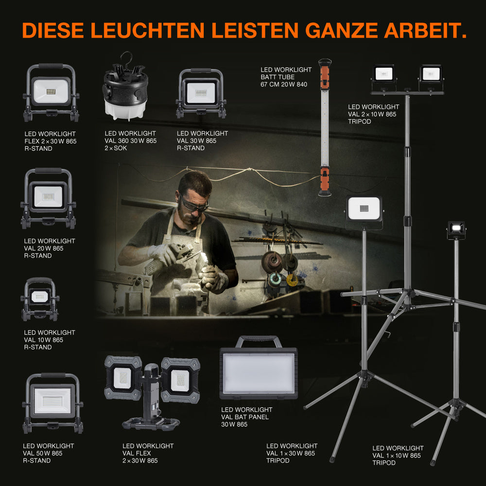 LEDVANCE WORKLIGHT VALUE 360° Mehrfachsteckdose Baustrahler 30W, 3700lm, 6500K-LEDVANCE Shop