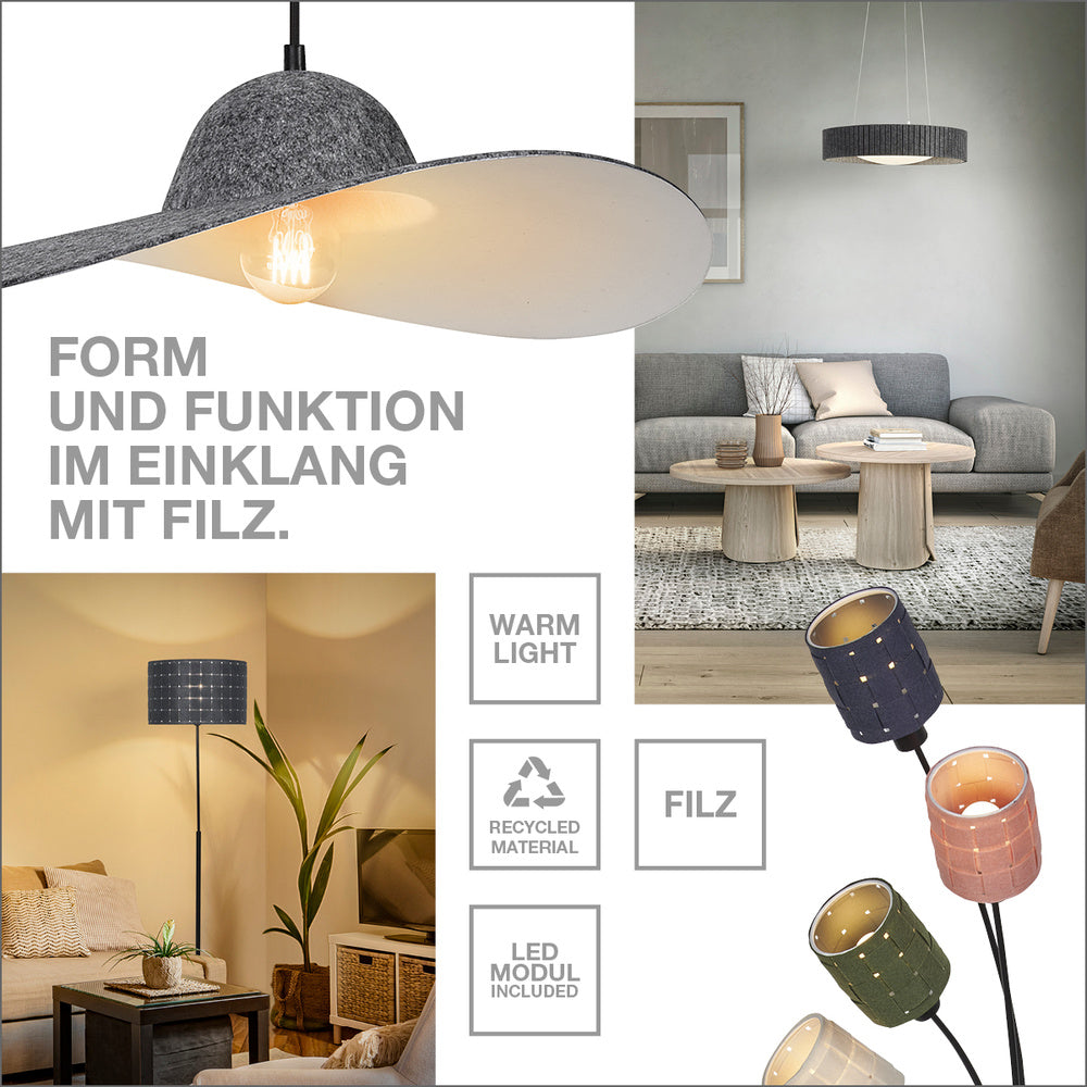 Decor Felt Hat Pendant Pendelleuchte 1XE27 Dark Gray