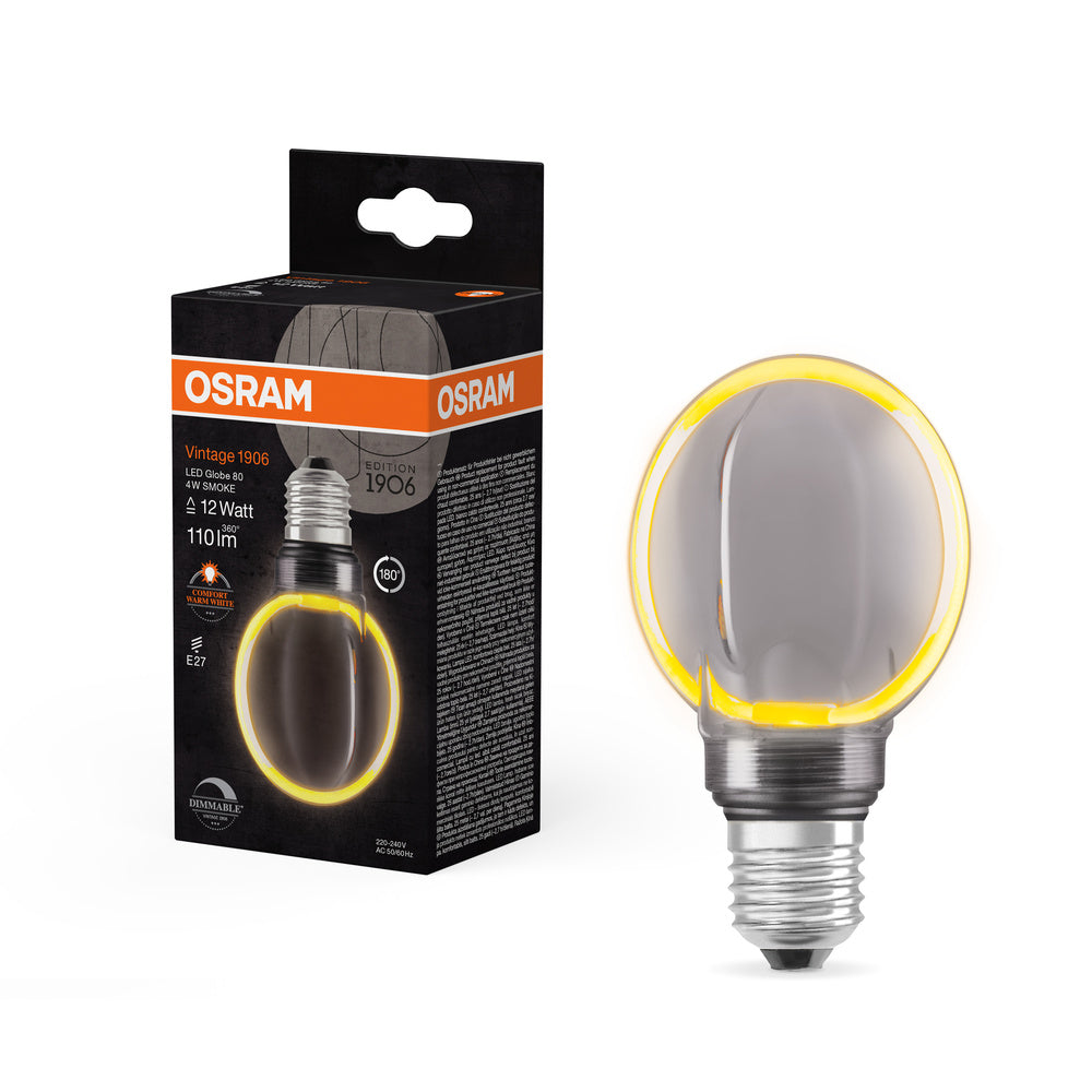 OSRAM VINTAGE 1906® LED Lampe LED CLASSIC GLOBE80 O - Form FILAMENT 4W 818 Smoke E27, 110 lm, 1800 K, Comfort warm white-LEDVANCE Shop