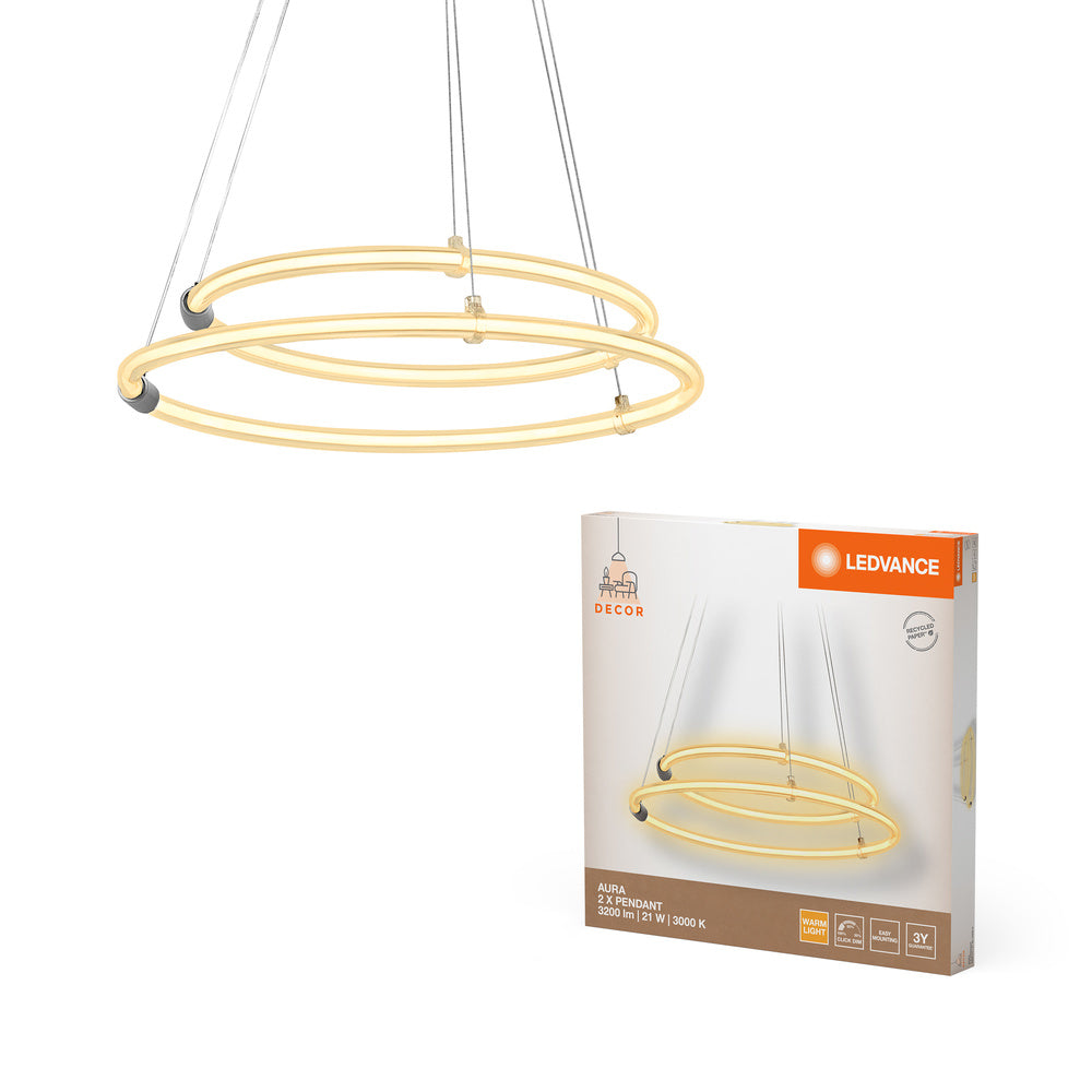 LEDVANCE DECOR Aura 2-teilige Pendelleuchte, 3000K, 21W, 2400lm, Click DIM