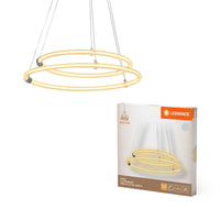 LEDVANCE Decor Aura, 2-flammige Pendelleuchte aus geschwungenem Polycarbonat mit LED und Filament-Design, 21W, 2400 lm, 3000 K, 830 warmweiß, Click dimmbar, dunkelgrau, Kunststoff (PC), 498 mm, IP20