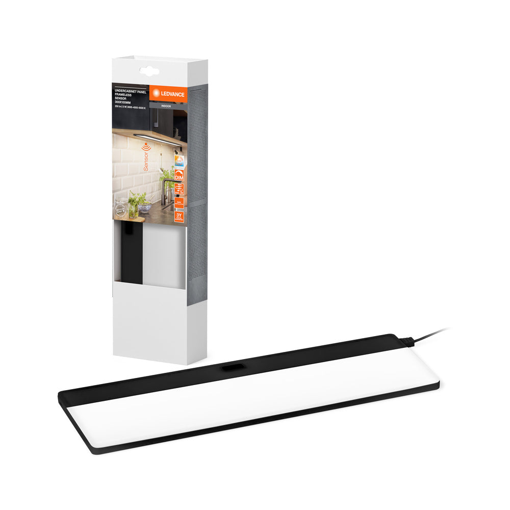 LEDVANCE UNDERCABINET PANEL FRAMELESS Unterbauleuchte 30x10cm CCT DIM Black, 220 lm, 3000 K / 4000 K / 6500 K-LEDVANCE Shop