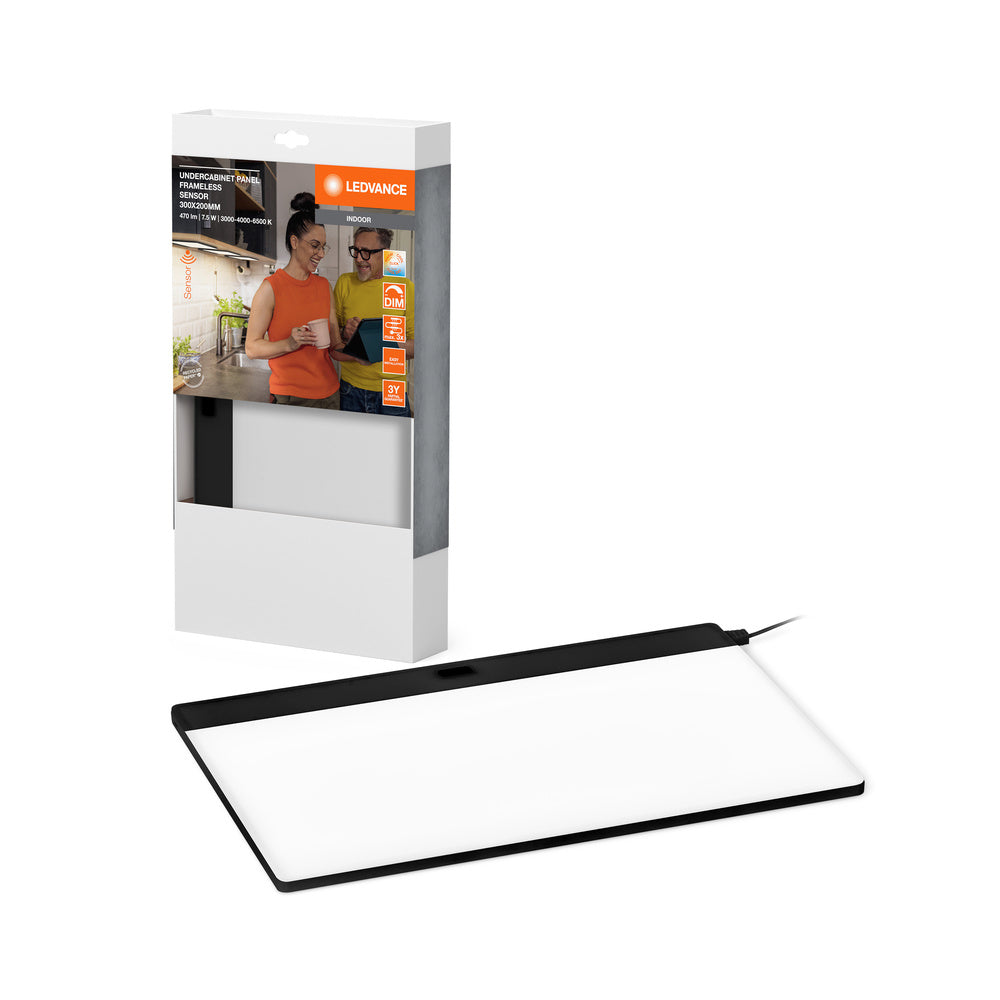 LEDVANCE UNDERCABINET PANEL FRAMELESS Unterbauleuchte 30x20cm CCT DIM Black, 450 lm, 3000 K / 4000 K / 6500 K-LEDVANCE Shop