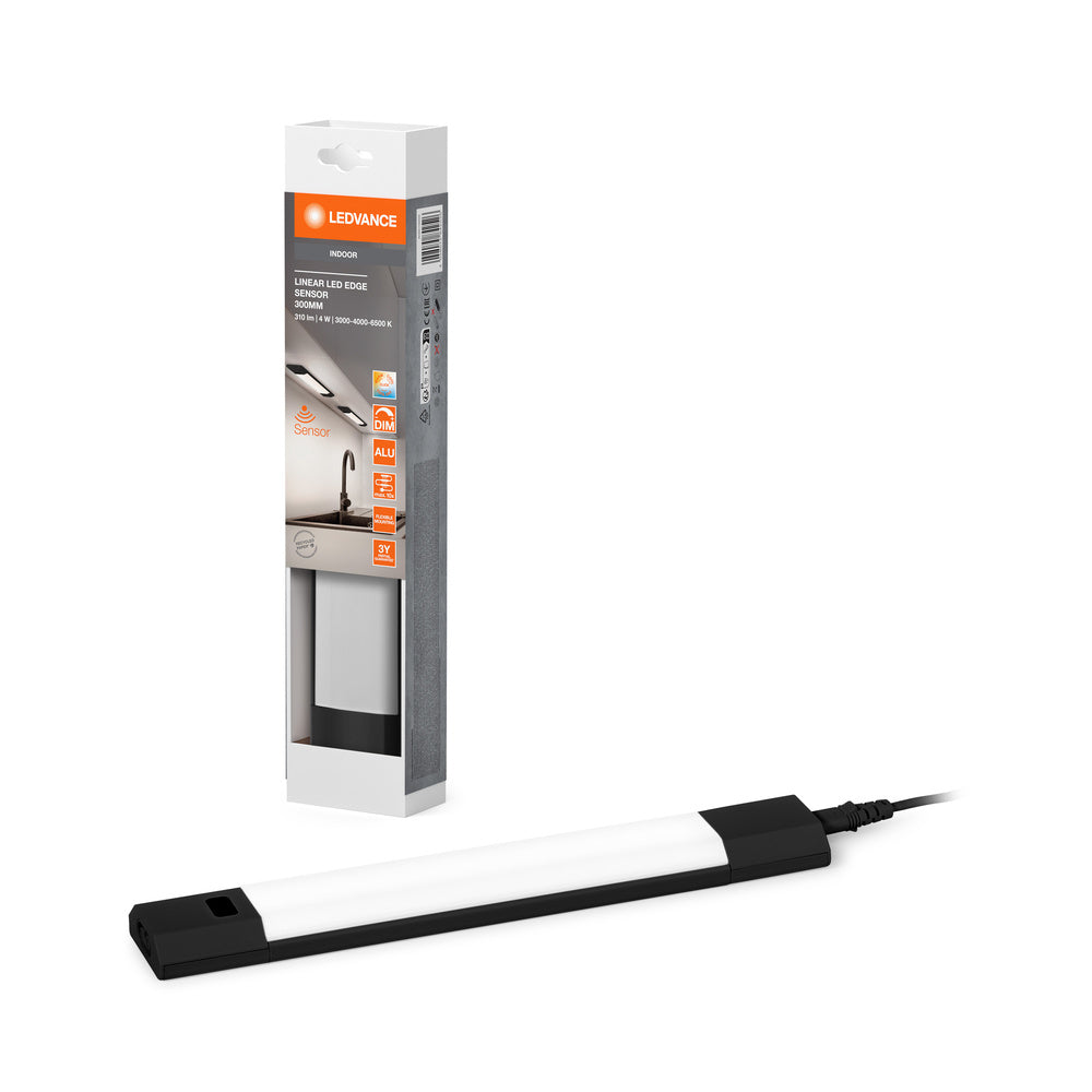 LEDVANCE LINEAR EDGE SENSOR Unterbauleuchte 30cm CCT DIM Black, 290 lm, 3000…4000…6500 K, Warmweiß|Kaltweiß|Tageslicht-LEDVANCE Shop