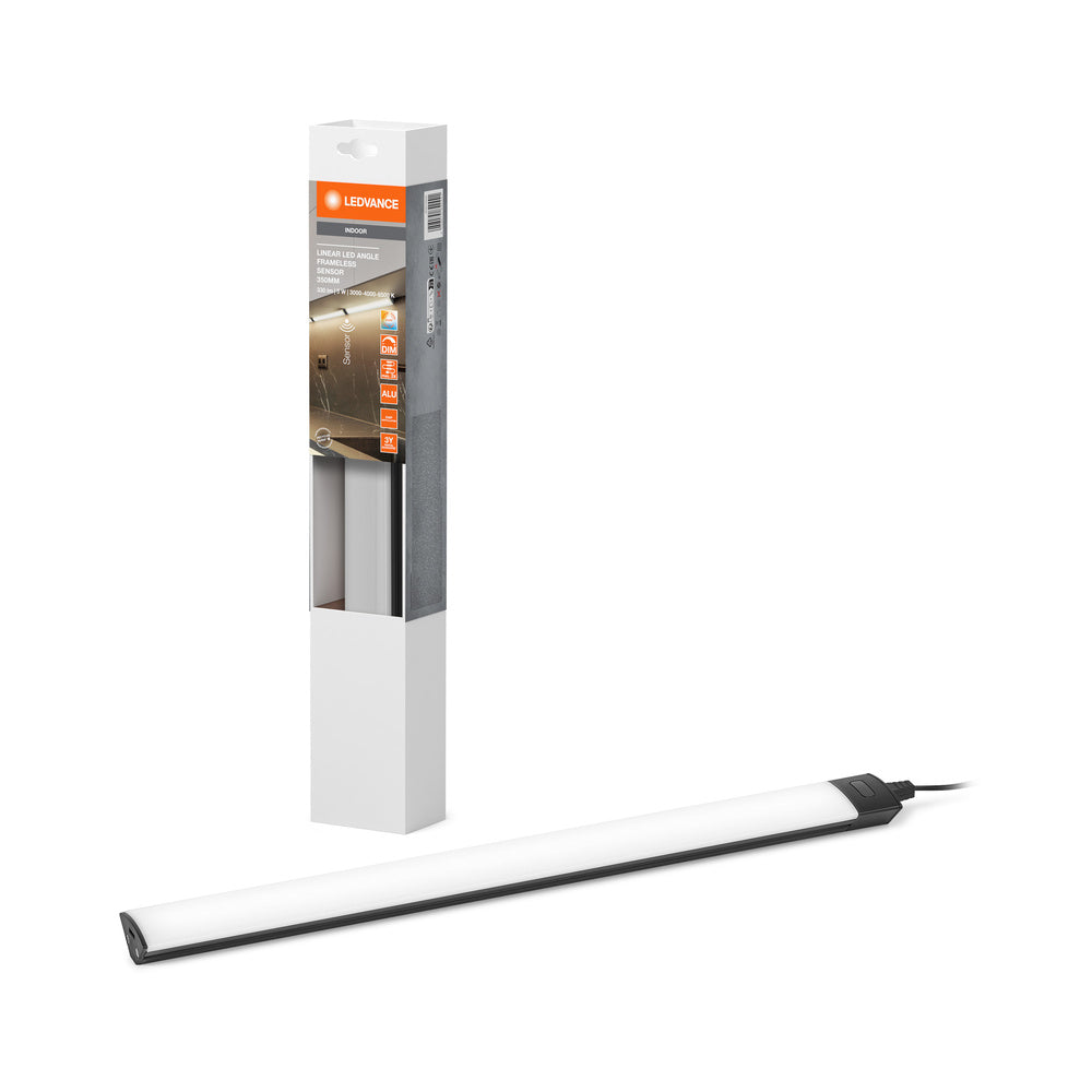 LEDVANCE LINEAR ANGLE FRAMELESS SENSOR Unterbauleuchte 35cm CCT DIM Black, 320 lm, 3000…4000…6500 K, Warmweiß|Kaltweiß|Tageslicht-LEDVANCE Shop