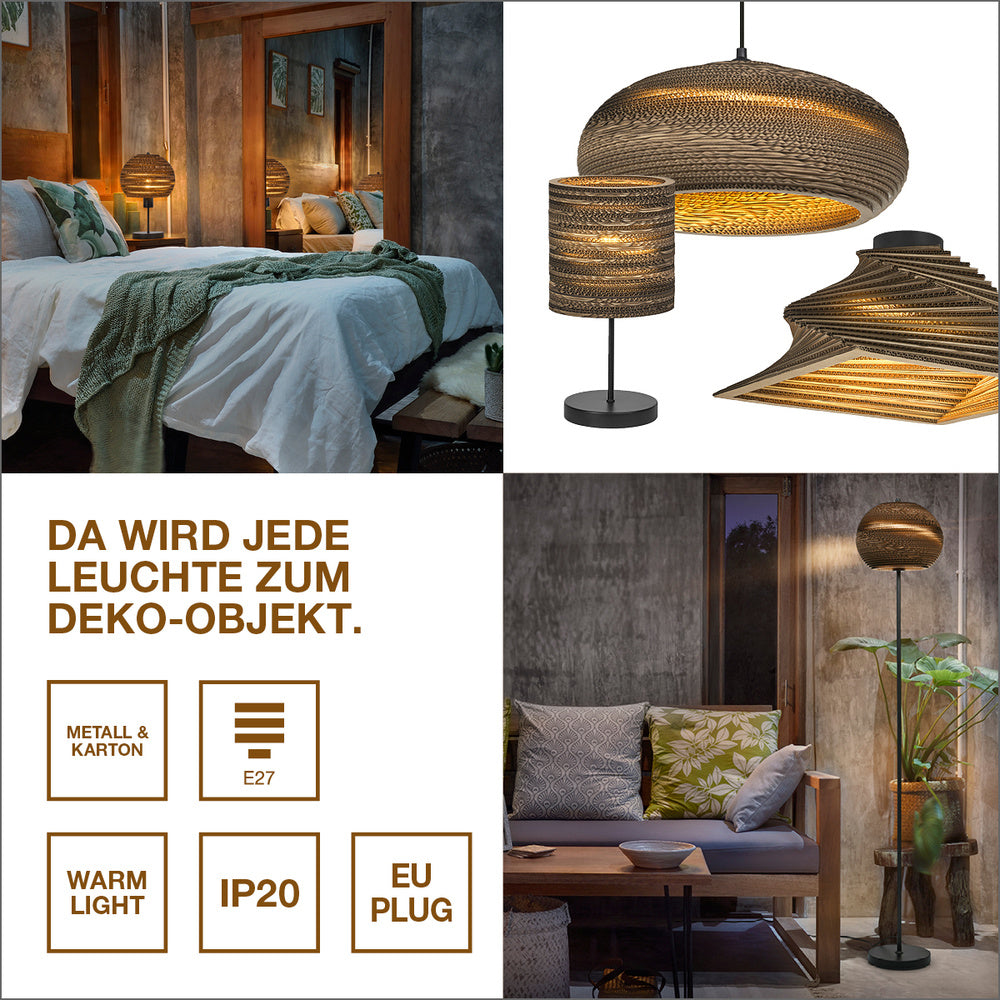 LEDVANCE Pendelleuchte Decor Cardboard Ball Braun – Aus Wellpappe, E27, 26 Cm, Nachhaltig & Einfach Zu Montieren