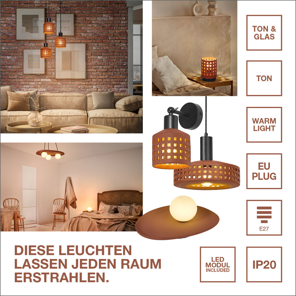 Decor Clay Windows Pendant Pendelleuchte PL 3XE27 Brown