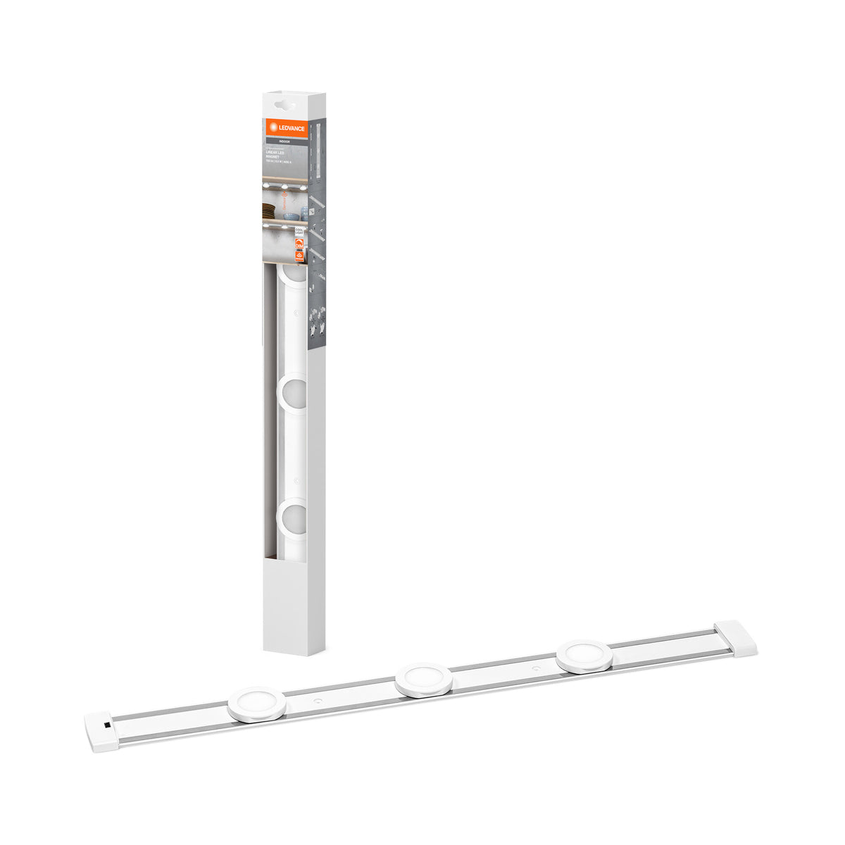 LEDVANCE LINEAR flache Unterbauleuchte, Magnetschiene für flexible Spotmontage, 3 Spots, mit Sensor, 9. 5W, 600lm, 4000K, 840 kaltweiß, dimmbar, IP20, weiß, Alu/Plastik, Leuchtmittel nicht austauschbar