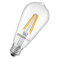 OSRAM LED LAMPS ENERGY CLASS A  ENERGY EFFICIENCY FILAMENT CLASSIC EDISON , LED-Lampe, Bleifreies Glas, Klar, 5 W, (ex 75 W), 1055 lm, Warmweiß, Energieeffizienzklasse: A