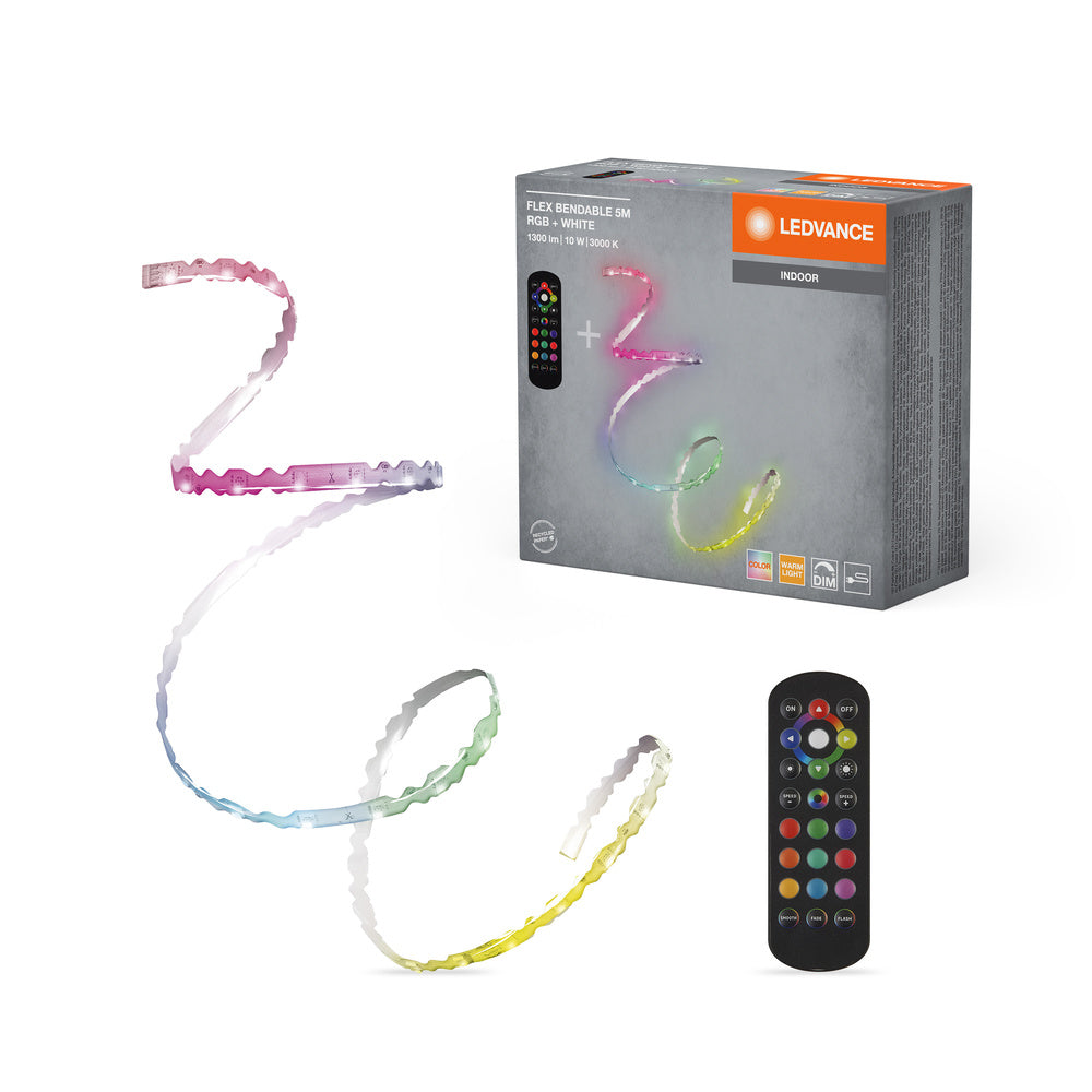 LEDVANCE FLEX BENDABLE RGB + LED-Lichtstreifen, 5m, mit Fernbedienung, 1100lm, 10W, 3000K