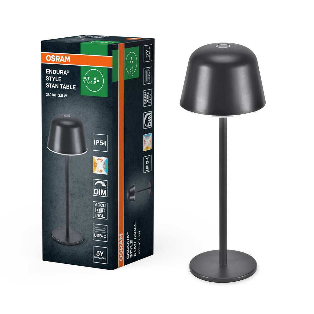OSRAM ENDURA STYLE TABLE Akku Tischlampe, 2,5W, 200lm, grau