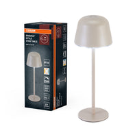 OSRAM ENDURA STYLE TABLE Außenleuchte, 2,5W, 200lm, beige, Tischleuchte, wiederaufladbarer Akku, IP54 Schutzklasse, stufenloses Dimmen, Lichthelligkeits-Memory-Funktion