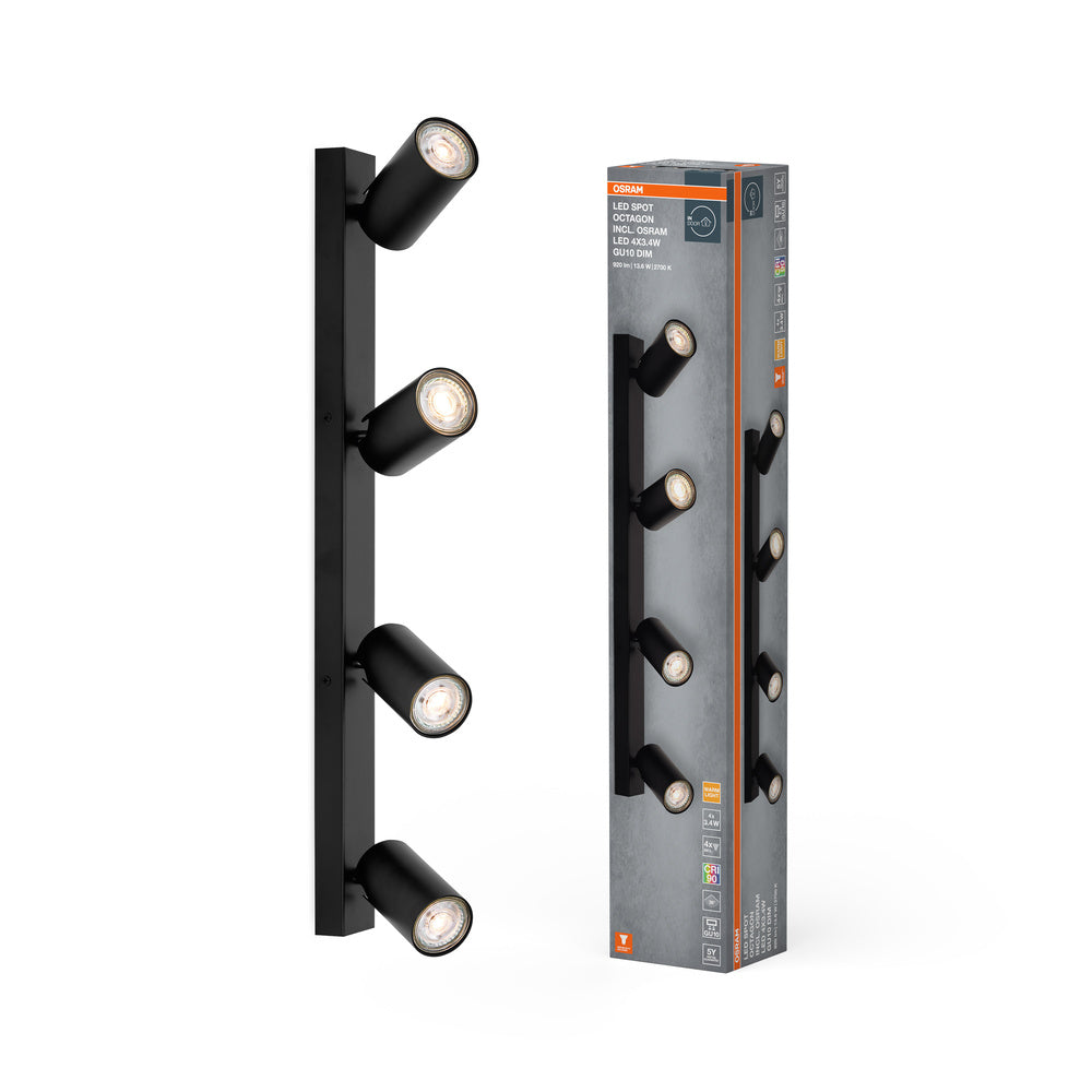 OSRAM LED SPOT OCTAGON Deckenleuchte 4 x 3,4W, GU10, 920lm, schwarz