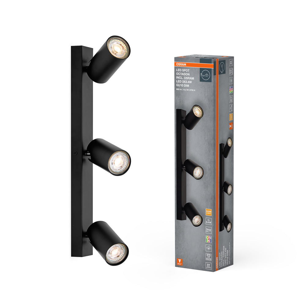 OSRAM LED SPOT OCTAGON Deckenleuchte 3 x 3,4W, GU10, 690lm, schwarz