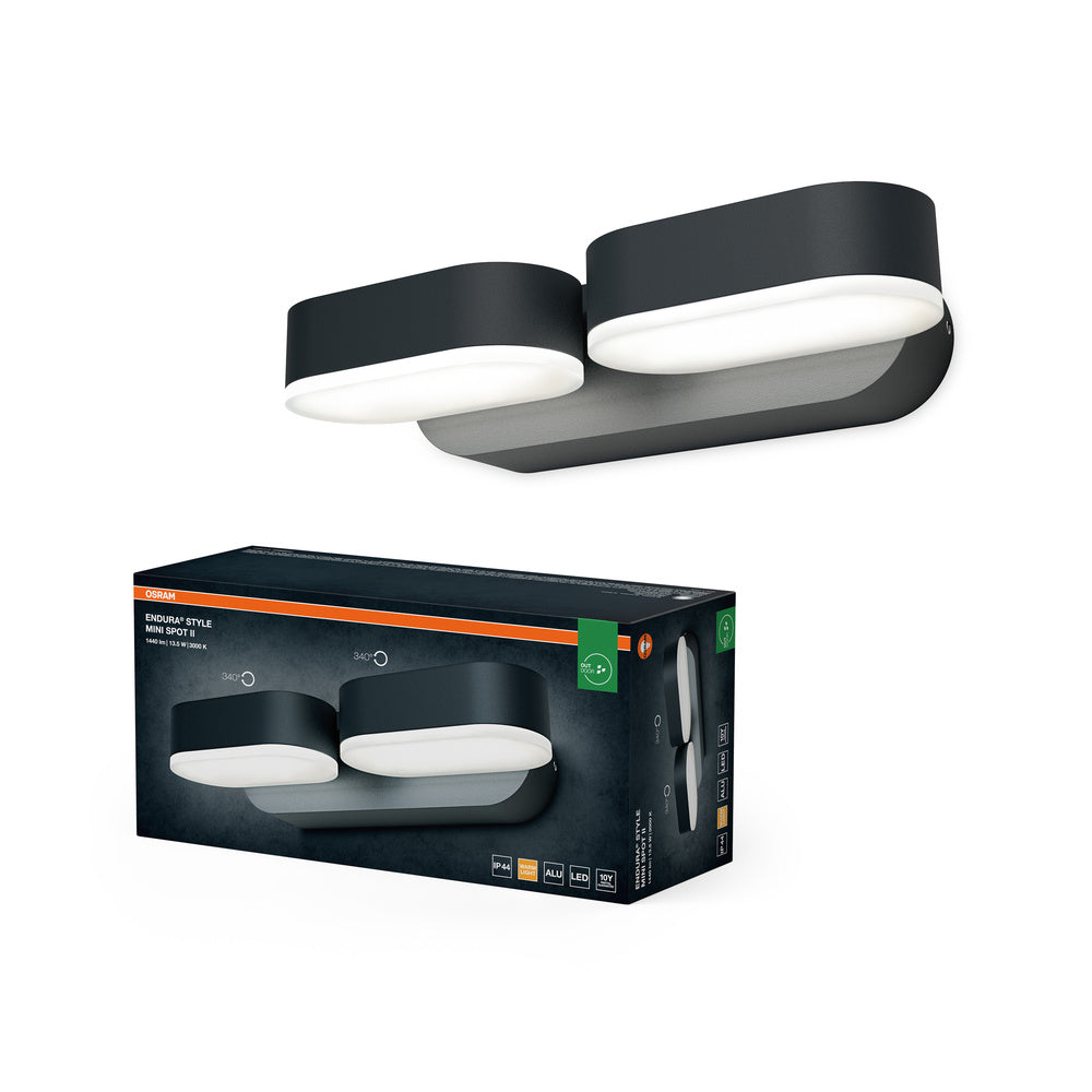 OSRAM LED Wand- und Deckenleuchte, Leuchte für Außenanwendungen, Warmweiß, 100,0 mm x 230,0 mm x 54,0 mm, ENDURA STYLE MINI SPOT