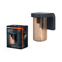 OSRAM Außenwandleuchte E27 Amber, Vintage-Wandleuchte mit Aluminiumgehäuse in Dunkelgrau, IP44-Schutz, stoßfest IK03, für Terrasse und Balkon