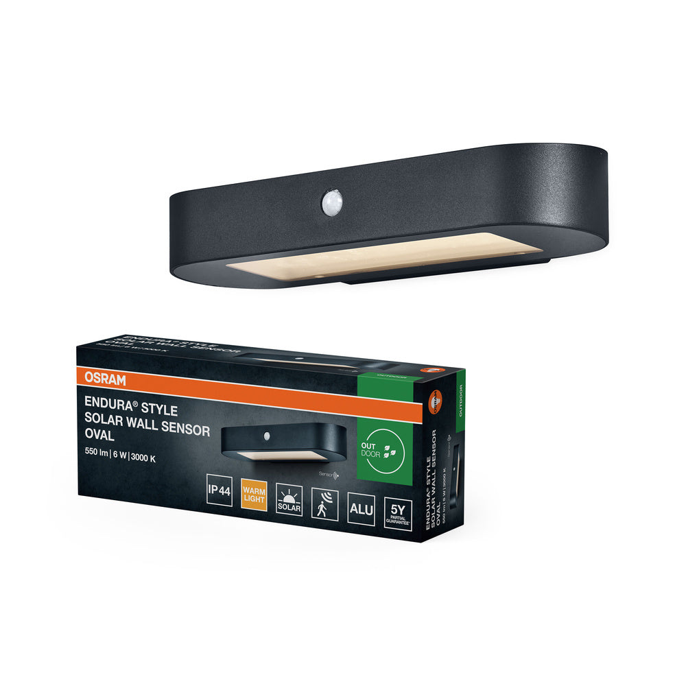 OSRAM ENDURA Style Oval Solar-Wandleuchte, Sensor, 3000K