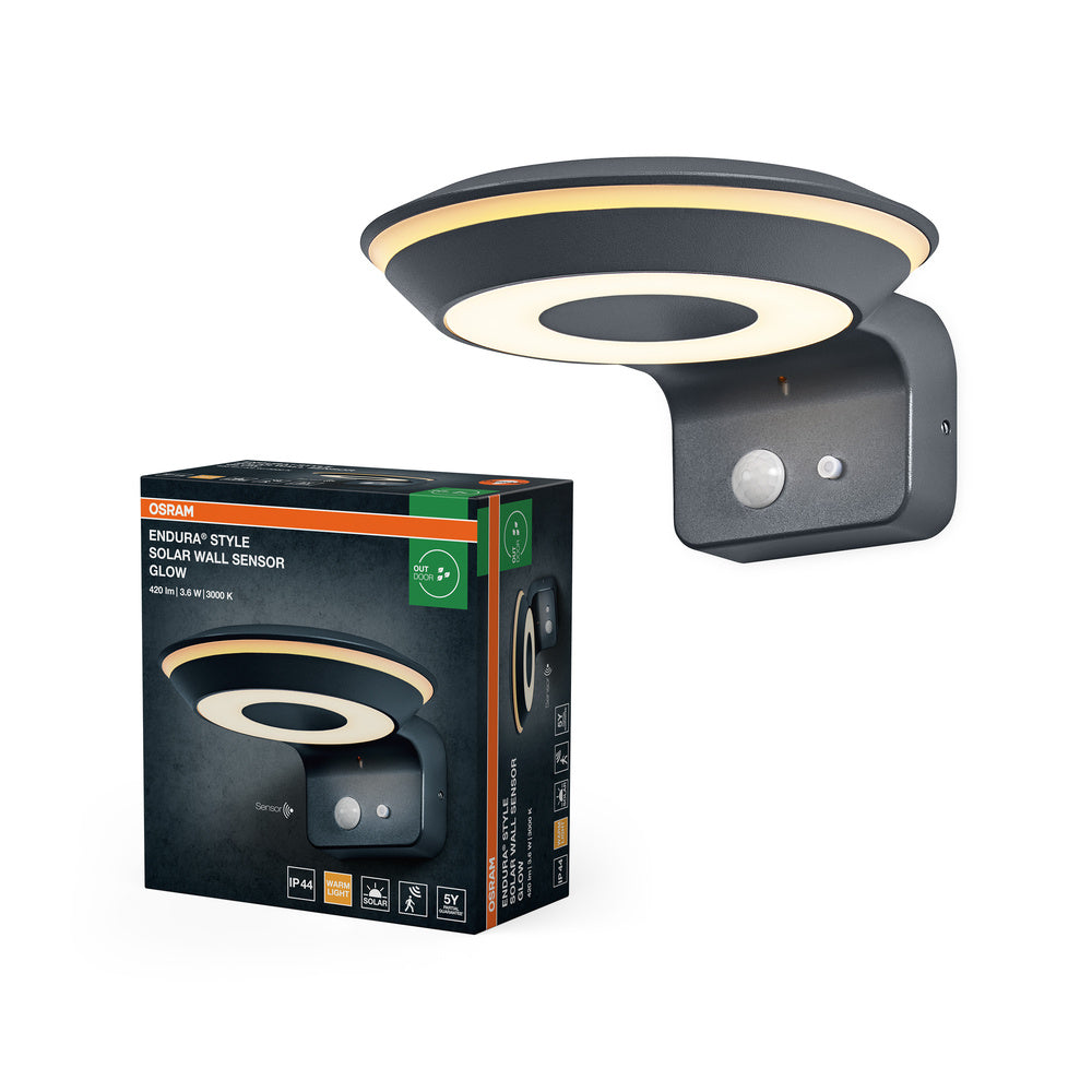 OSRAM ENDURA Style Solar-Wandleuchte Glow, Sensor, 3000K