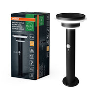 OSRAM ENDURA® Style Circle Double Solar Sockel LED Wegeleuchte mit Sensor 6W / 3000K Schwarz