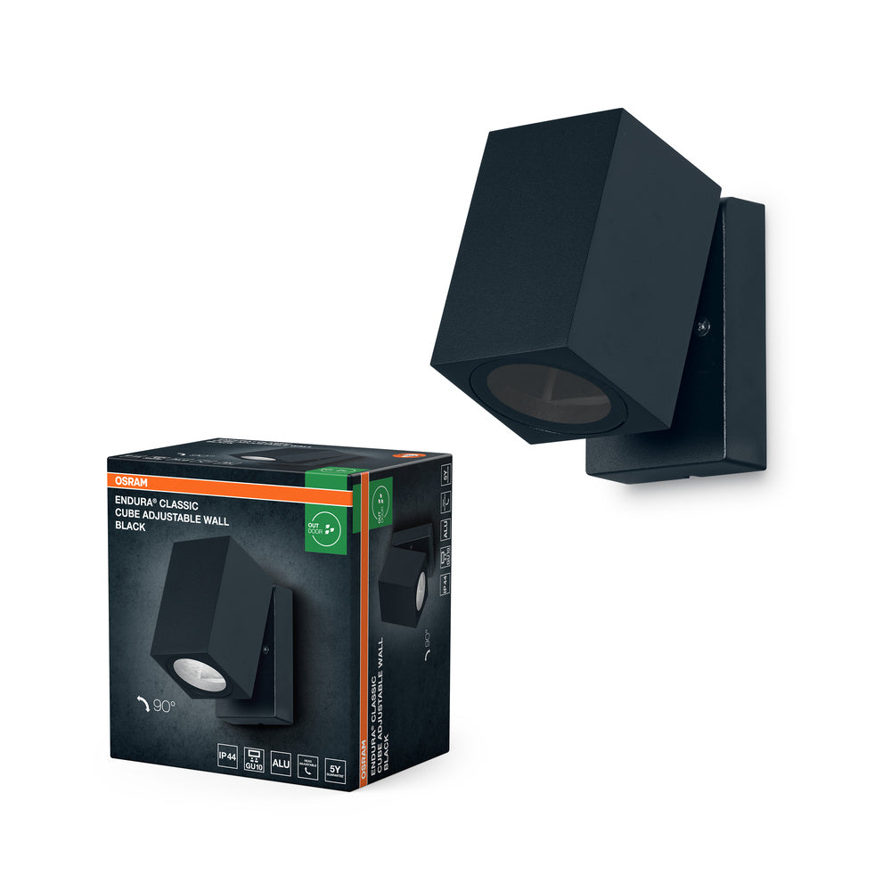 OSRAM ENDURA Classic Cube Außen-Wandleuchte, schwarz GU10
