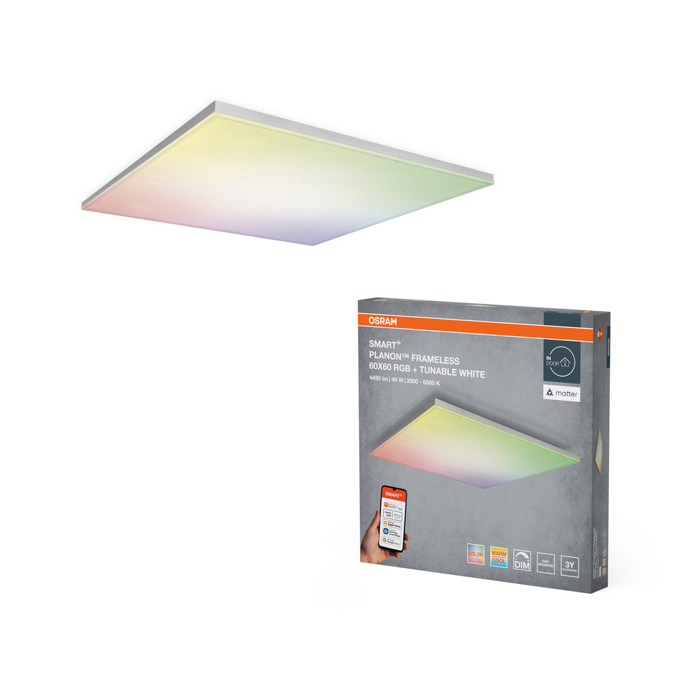 OSRAM Matter SMART+ Planon Frameless LED Deckenleuchte RGBW mehrfarbig 60X60cm 40W / 3000-6500K