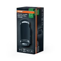 OSRAM LED Wandleuchte für 2x GU10 Leuchtmittel, Design Leuchte für Aussen, für 2-seitige indirekte Beleuchtung mit dursichtigen Ringen, aus Aluminium in dunkelgrau, ENDURA BEAM GAP Wall UpDown GU10