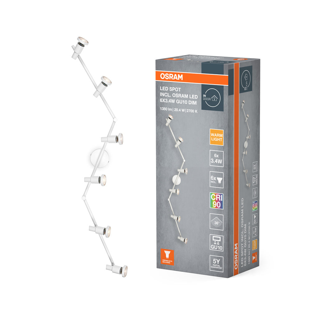 OSRAM LED SPOT GU10 Deckenleuchte 6 x 3,4W, 1380lm, weiß