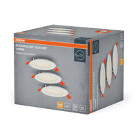 OSRAM Einbaustrahler Weiß, Slim Downlight mit integriertem Treiber, Ø 120 mm, Lichtfarbe warmweiß (3000K), 8W, IP20, 3er-Pack