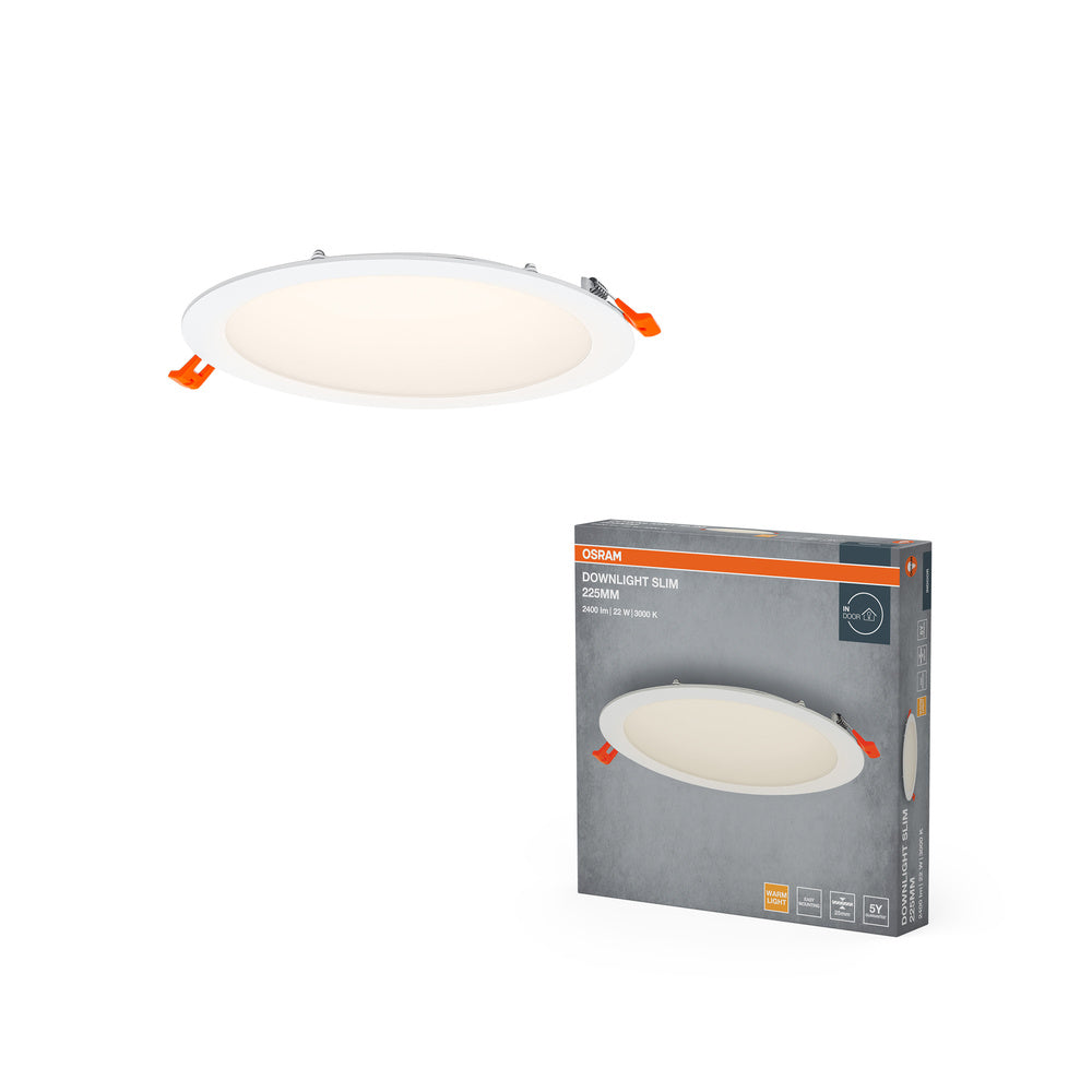 OSRAM RECESS SLIM DOWNLIGHT LED Deckenleuchte, Ø 225mm, 220…240V, 22W / 3000K Warmweiß
