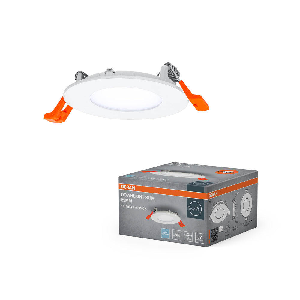OSRAM RECESS SLIM DOWNLIGHT LED Deckenleuchte, Ø 85mm, 220…240V 4,50W / 6500K Kaltweiß
