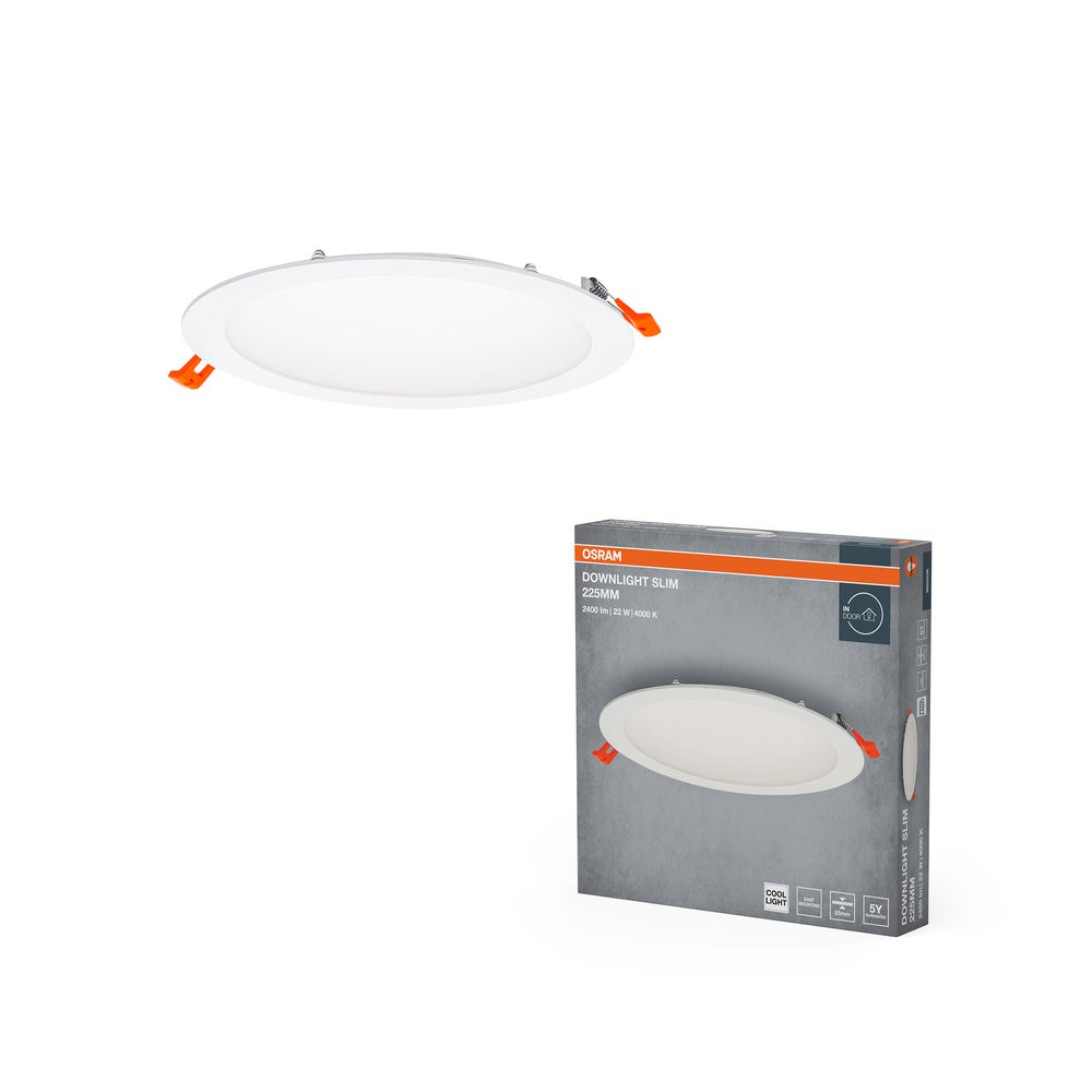 OSRAM RECESS SLIM DOWNLIGHT LED Deckenleuchte, Ø 225mm, 220…240V 22W / 4000K Kaltweiß