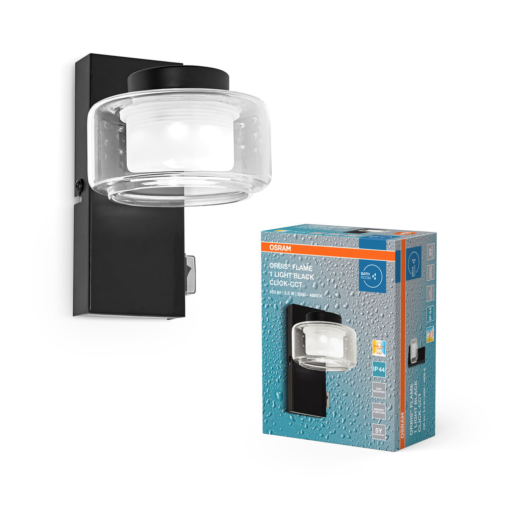OSRAM ORBIS Flame Badezimmer Wandleuchte 5.5W Click CCT IP44 schwarz