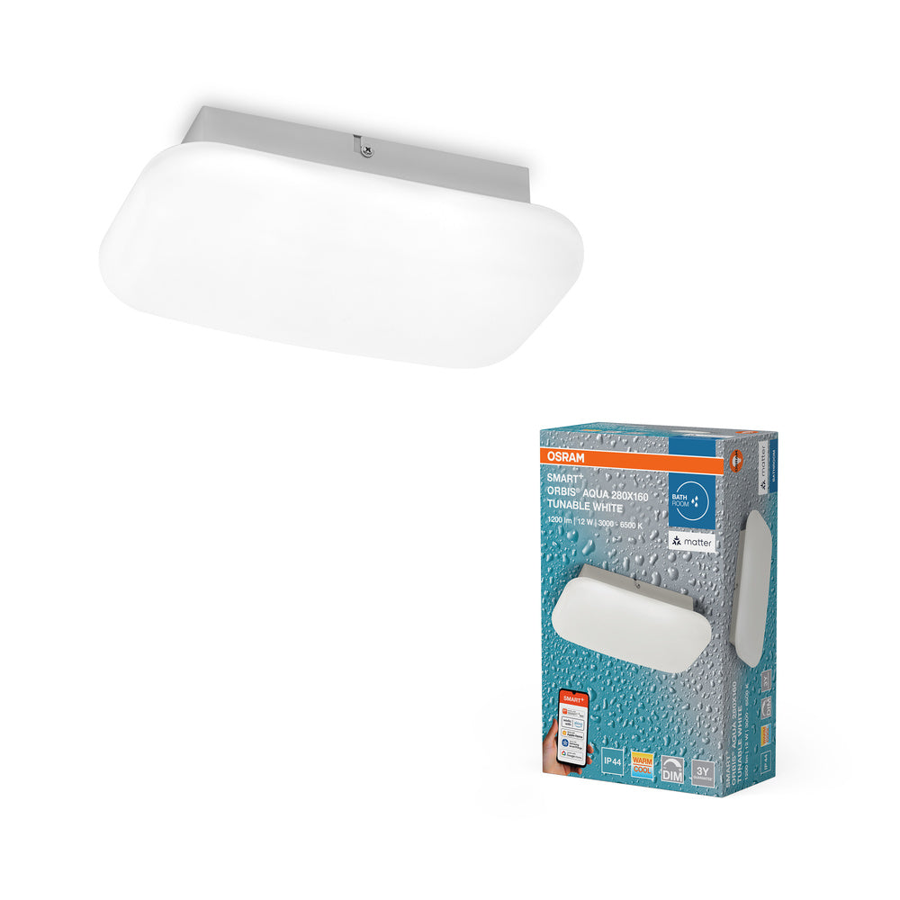 OSRAM Matter SMART+ ORBIS AQUA Bad LED Deckenleuchte 28x16cm Tunable Weiß 12W / 3000-6500K