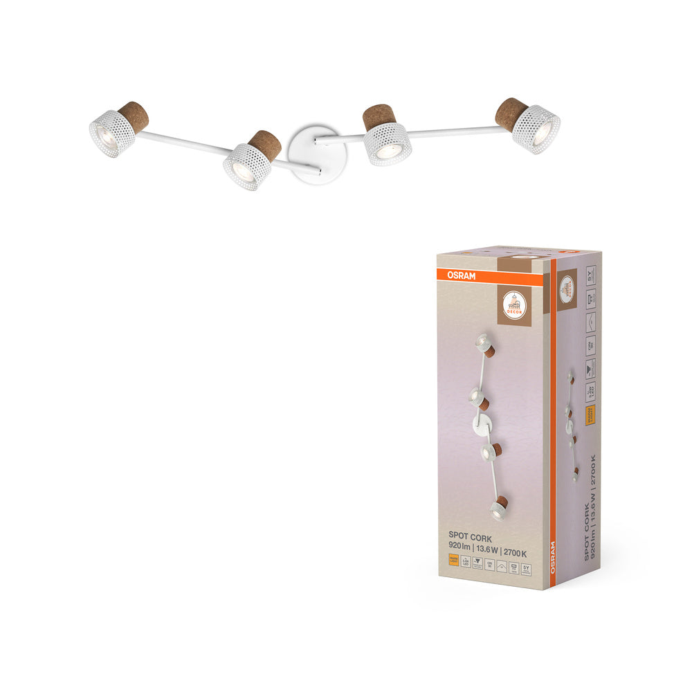 OSRAM DECOR SPOT CORK Deckenleuchte, 4 x 3,4W, 920lm, weiß