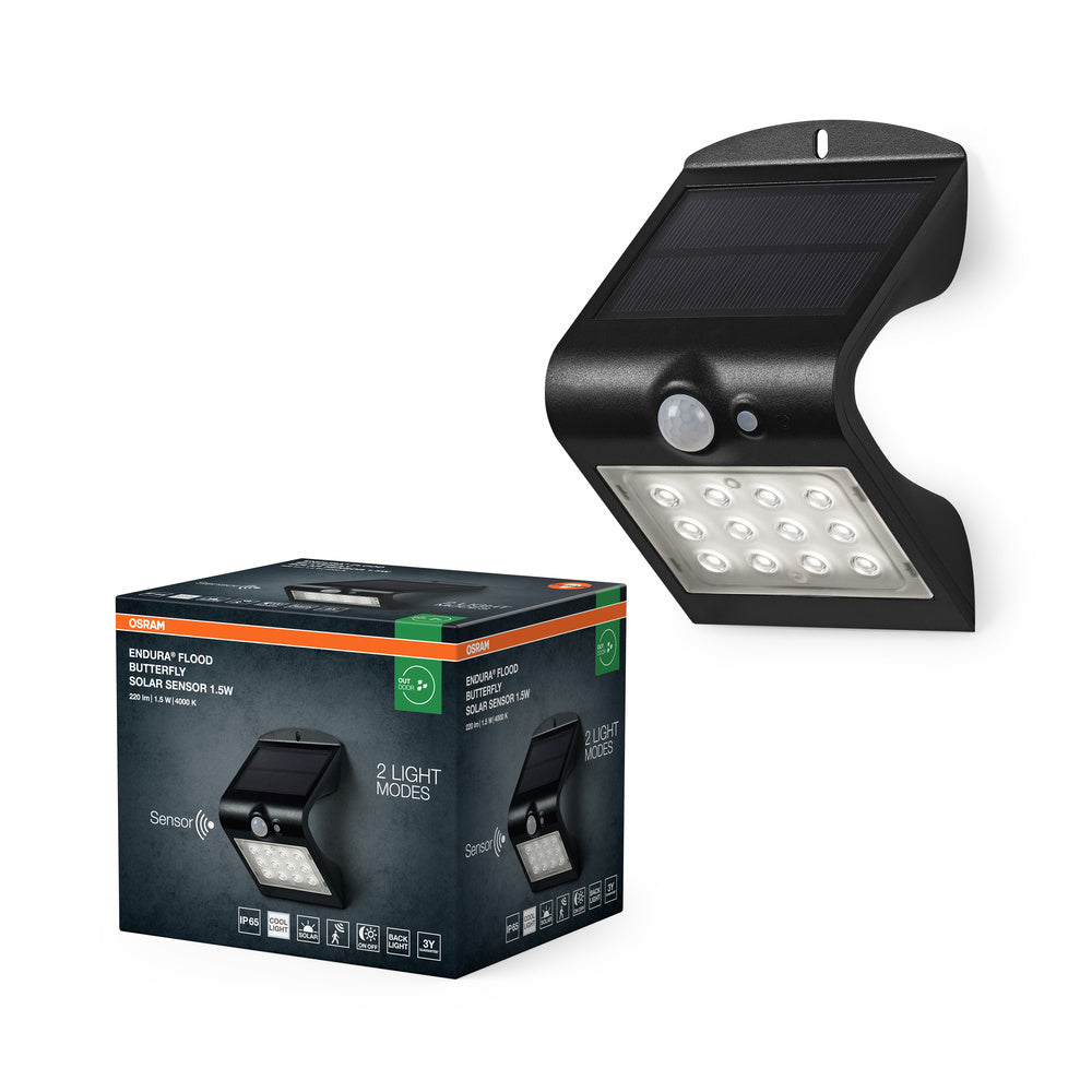 OSRAM ENDURA Solar-Sensor-Flutlicht, schwarz, 1,5W, 200lm